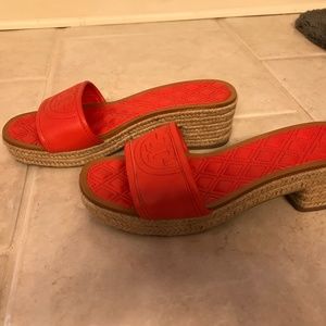 Tory Burch Fleming Espadrille Slides Sandals Sz 8